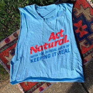 natty light crop top tank